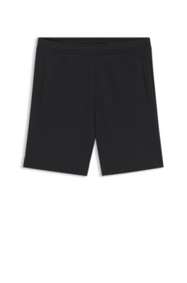 Logo-embroidered shorts in cotton-blend pique jersey, Dark Blue