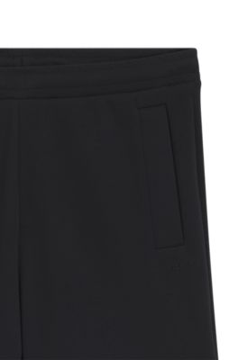 Logo-embroidered shorts in cotton-blend pique jersey, Dark Blue