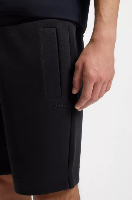 Logo-embroidered shorts in cotton-blend pique jersey