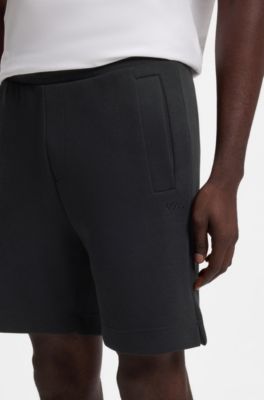 Shorts en punto de piqu&eacute; de algod&oacute;n con logo bordado, Azul oscuro