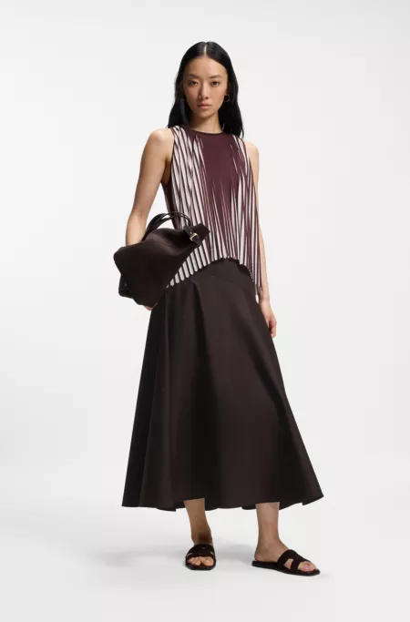 Suede slides with stitched Double B monogram