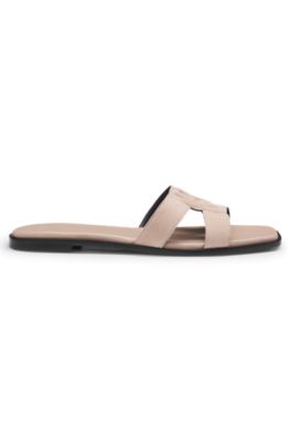 Chanclas de ante con monograma Double&nbsp;B cosido, Pink