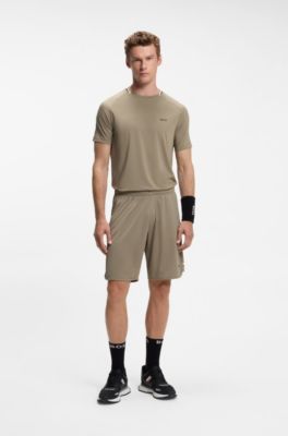 Active Stretch-fabric shorts with mesh pocket bags, Light Green