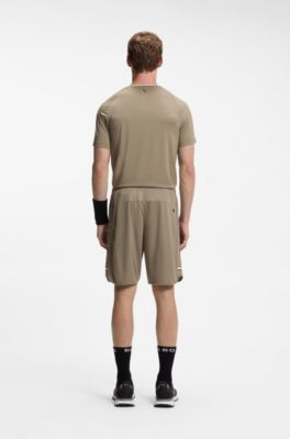 Active Stretch-fabric shorts with mesh pocket bags, Light Green