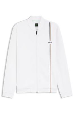 Active zip-up sweatshirt with moisture management, White