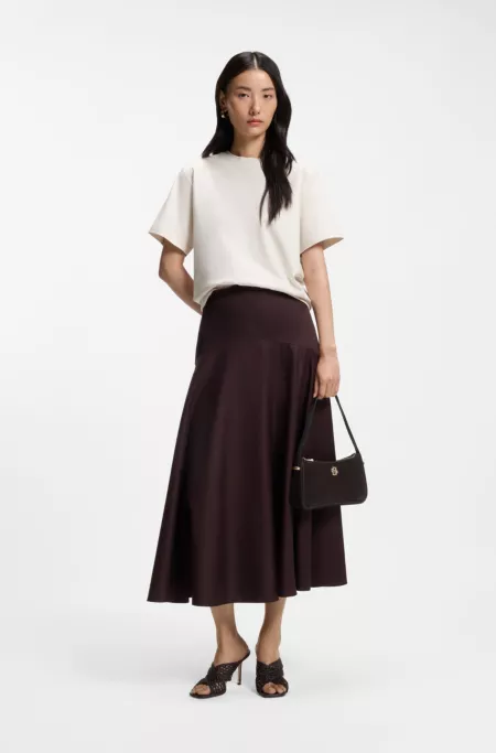 Suede shoulder bag with metallic Double B monogram