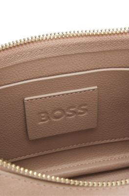 Suede shoulder bag with metallic Double B monogram, Light Red