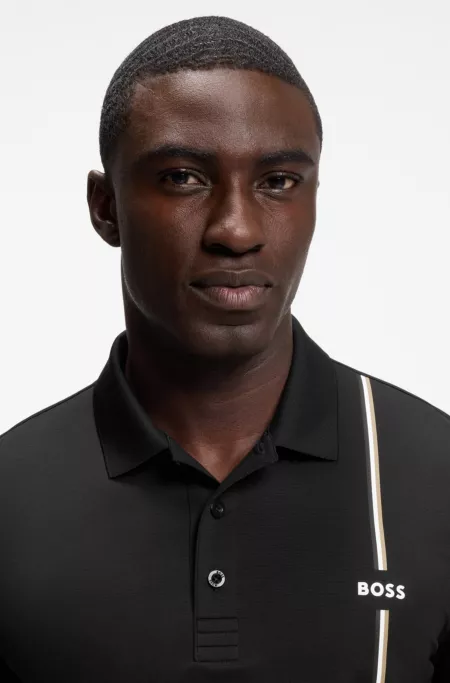 Active quick-dry polo shirt with signature stripe