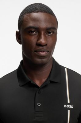 Active polo de secado r&aacute;pido con la raya caracter&iacute;stica de la firma, Negro