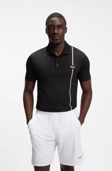Active quick-dry polo shirt with signature stripe