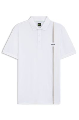 Active quick-dry polo shirt with signature stripe, White