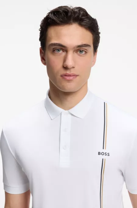 Active quick-dry polo shirt with signature stripe