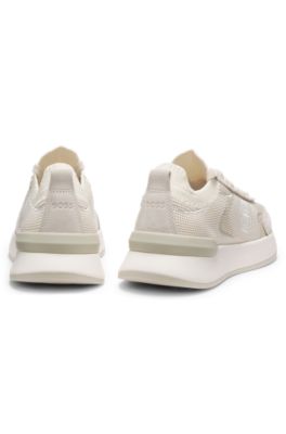 Deportivas tipo calcet&iacute;n con monograma Double&nbsp;B, Blanco