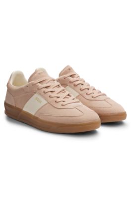 Suede trainers with smooth-leather trims, Pink