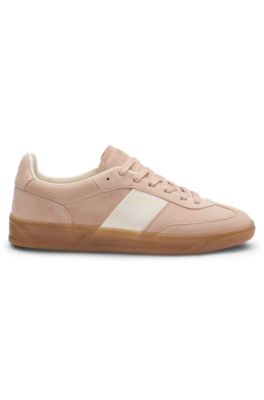 Suede trainers with smooth-leather trims, Pink