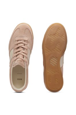 Suede trainers with smooth-leather trims, Light Red