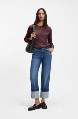 Bolso bucket de piel con letras de logo met&aacute;licas, Negro