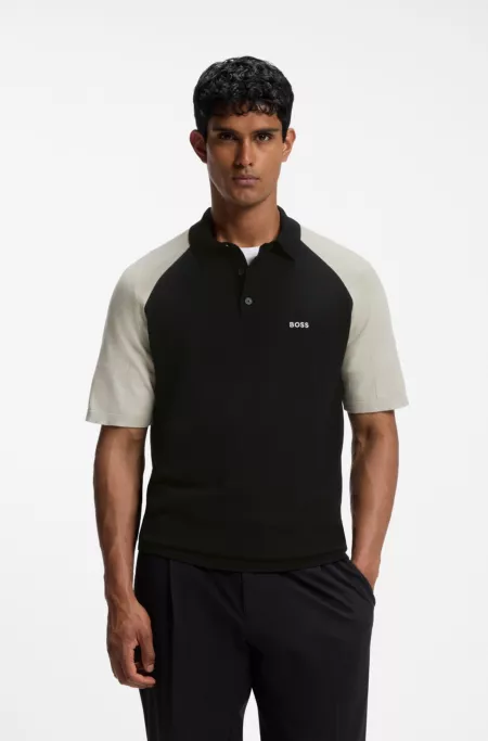 Active color-blocked knit polo