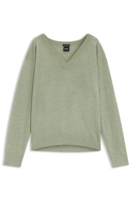Jersey de lana merina con cuello en pico, Cal