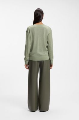 Jersey de lana merina con cuello en pico, Cal