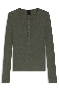 Pull en laine mérinos avec col tunisien