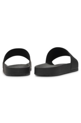 Italian-made slides with tonal logo, Black