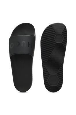 Italian-made slides with tonal logo, Black