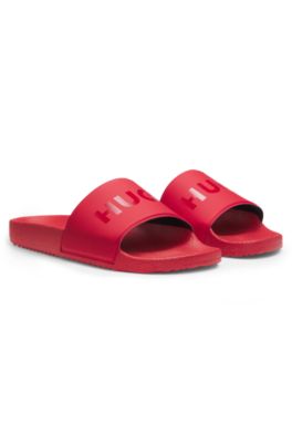 Italian-made slides with tonal logo, Red