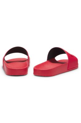 Italian-made slides with tonal logo, Red