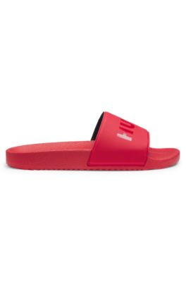 Italian-made slides with tonal logo, Red