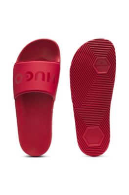 Italian-made slides with tonal logo, Red