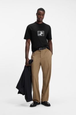 Relaxed-fit T-shirt in cotton with artwork and logo, Black