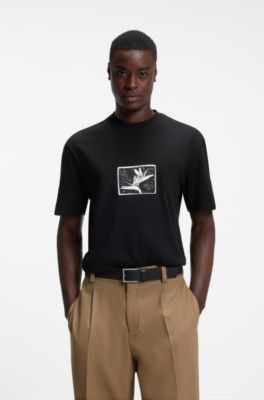 Relaxed-fit T-shirt in cotton with artwork and logo, Black