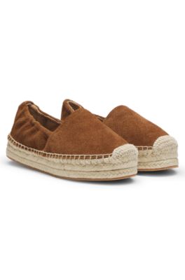 Espadrilles en daim avec semelle interm&eacute;diaire en jute, Marron