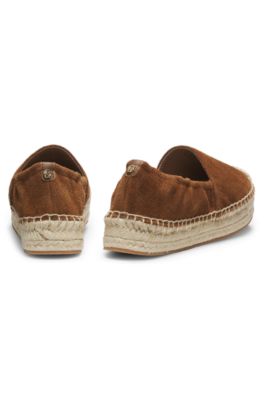 Espadrilles en daim avec semelle interm&eacute;diaire en jute, Marron