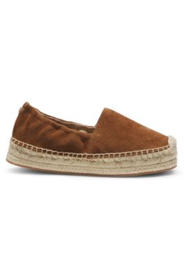 Suede espadrilles with jute midsole, Brown