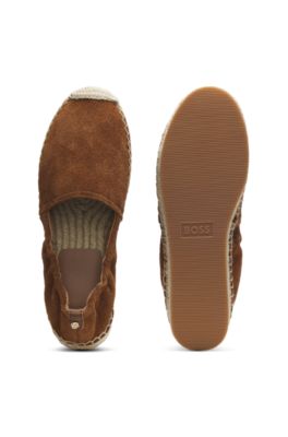 Suede espadrilles with jute midsole, Brown