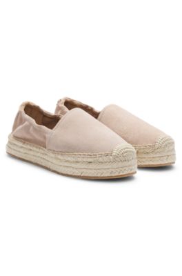 Suede espadrilles with jute midsole, Light Red