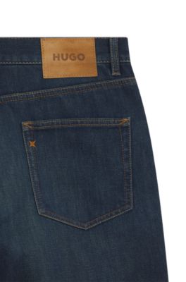 Shorts straight fit en tejido de sarga rota, Azul oscuro