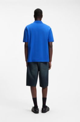 Shorts straight fit en tejido de sarga rota, Azul oscuro