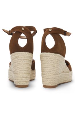 Suede espadrilles with wedge sole, Brown