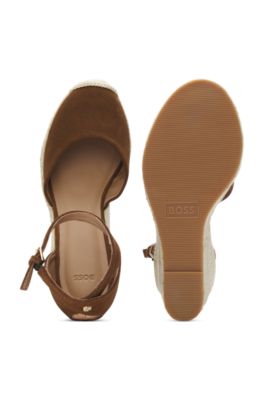 Suede espadrilles with wedge sole, Brown