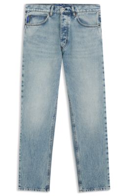 Regular-fit jeans in bright-blue broken-twill fabric, Blue