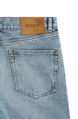 Regular-fit jeans in bright-blue broken-twill fabric, Blue