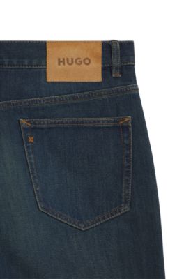 Baggy-fit jeans in soft broken twill, Dark Blue