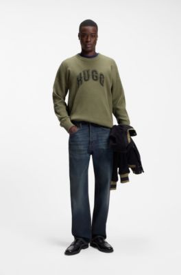 Baggy-fit jeans in soft broken twill, Dark Blue