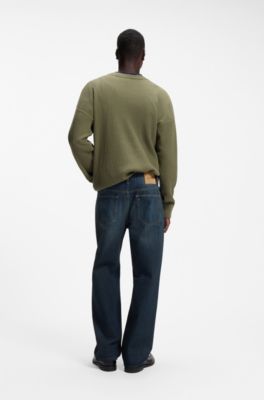 Jean Baggy en twill bris&eacute; doux, Bleu fonc&eacute;
