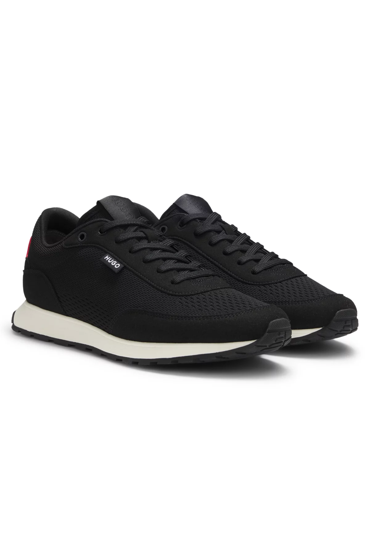 Deportivas con empeine de punto y etiqueta con logo, Negro