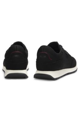 Knitted-upper sneakers with logo flag, Black