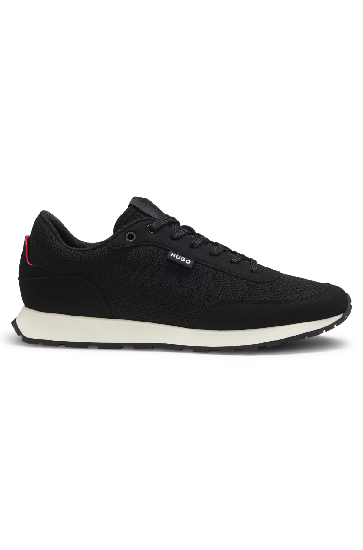 Deportivas con empeine de punto y etiqueta con logo, Negro